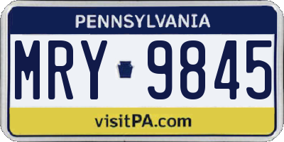 PA license plate MRY9845