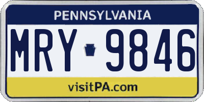 PA license plate MRY9846