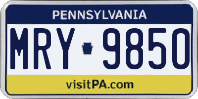 PA license plate MRY9850