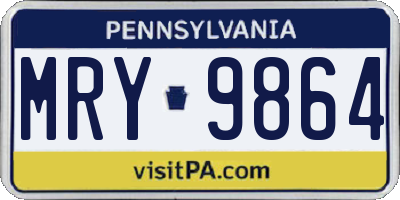 PA license plate MRY9864