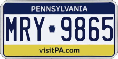PA license plate MRY9865
