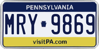 PA license plate MRY9869