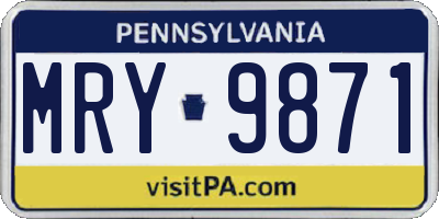 PA license plate MRY9871