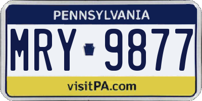 PA license plate MRY9877