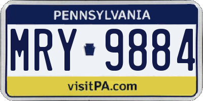 PA license plate MRY9884
