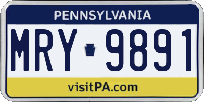 PA license plate MRY9891