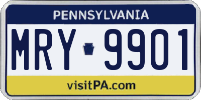 PA license plate MRY9901