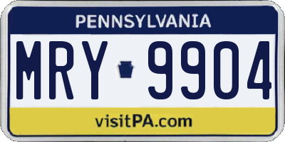 PA license plate MRY9904