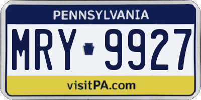 PA license plate MRY9927