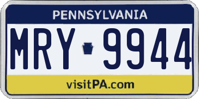 PA license plate MRY9944