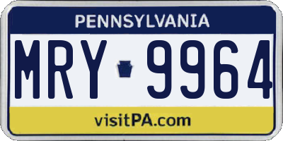 PA license plate MRY9964