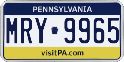 PA license plate MRY9965