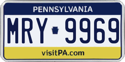 PA license plate MRY9969