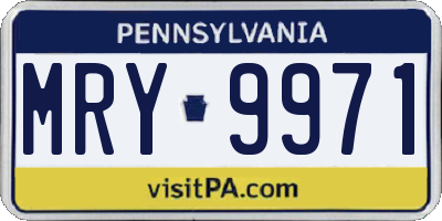 PA license plate MRY9971