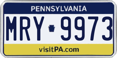 PA license plate MRY9973