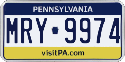 PA license plate MRY9974