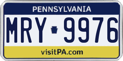PA license plate MRY9976