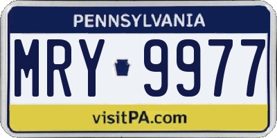 PA license plate MRY9977