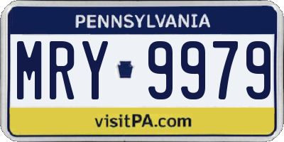 PA license plate MRY9979