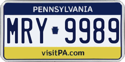 PA license plate MRY9989