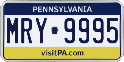 PA license plate MRY9995