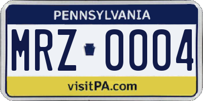 PA license plate MRZ0004