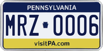 PA license plate MRZ0006