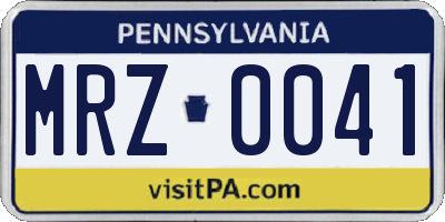 PA license plate MRZ0041