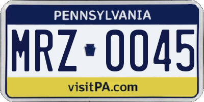 PA license plate MRZ0045