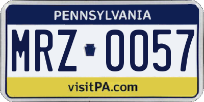 PA license plate MRZ0057