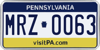 PA license plate MRZ0063