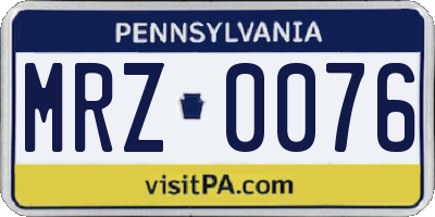 PA license plate MRZ0076