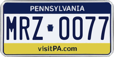 PA license plate MRZ0077