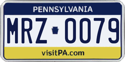 PA license plate MRZ0079