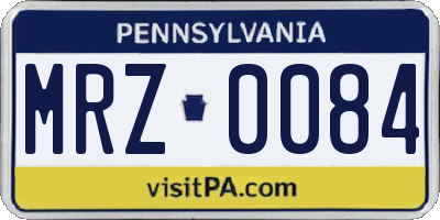 PA license plate MRZ0084