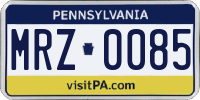 PA license plate MRZ0085