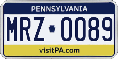 PA license plate MRZ0089