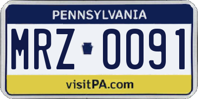PA license plate MRZ0091