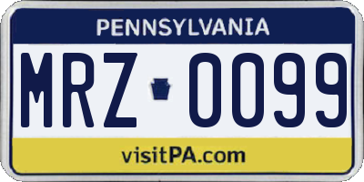 PA license plate MRZ0099
