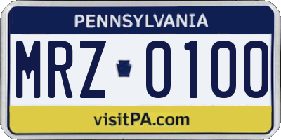 PA license plate MRZ0100