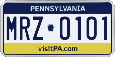 PA license plate MRZ0101