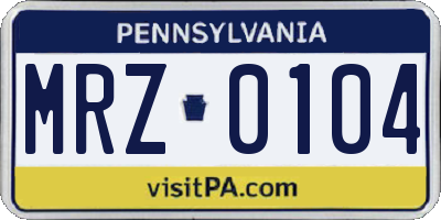 PA license plate MRZ0104