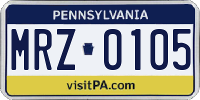 PA license plate MRZ0105