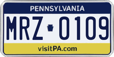 PA license plate MRZ0109