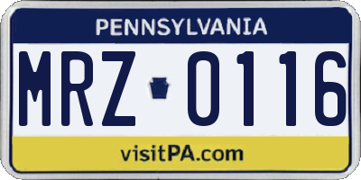 PA license plate MRZ0116