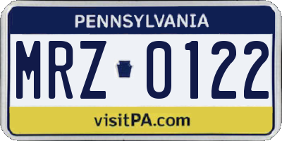 PA license plate MRZ0122