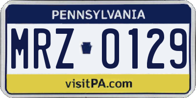 PA license plate MRZ0129