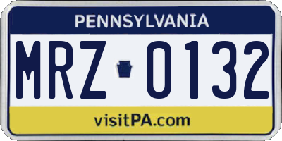 PA license plate MRZ0132