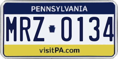 PA license plate MRZ0134