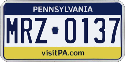PA license plate MRZ0137